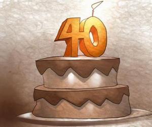 пазл Праздничный торт, чтобы отпраздновать 40 лет